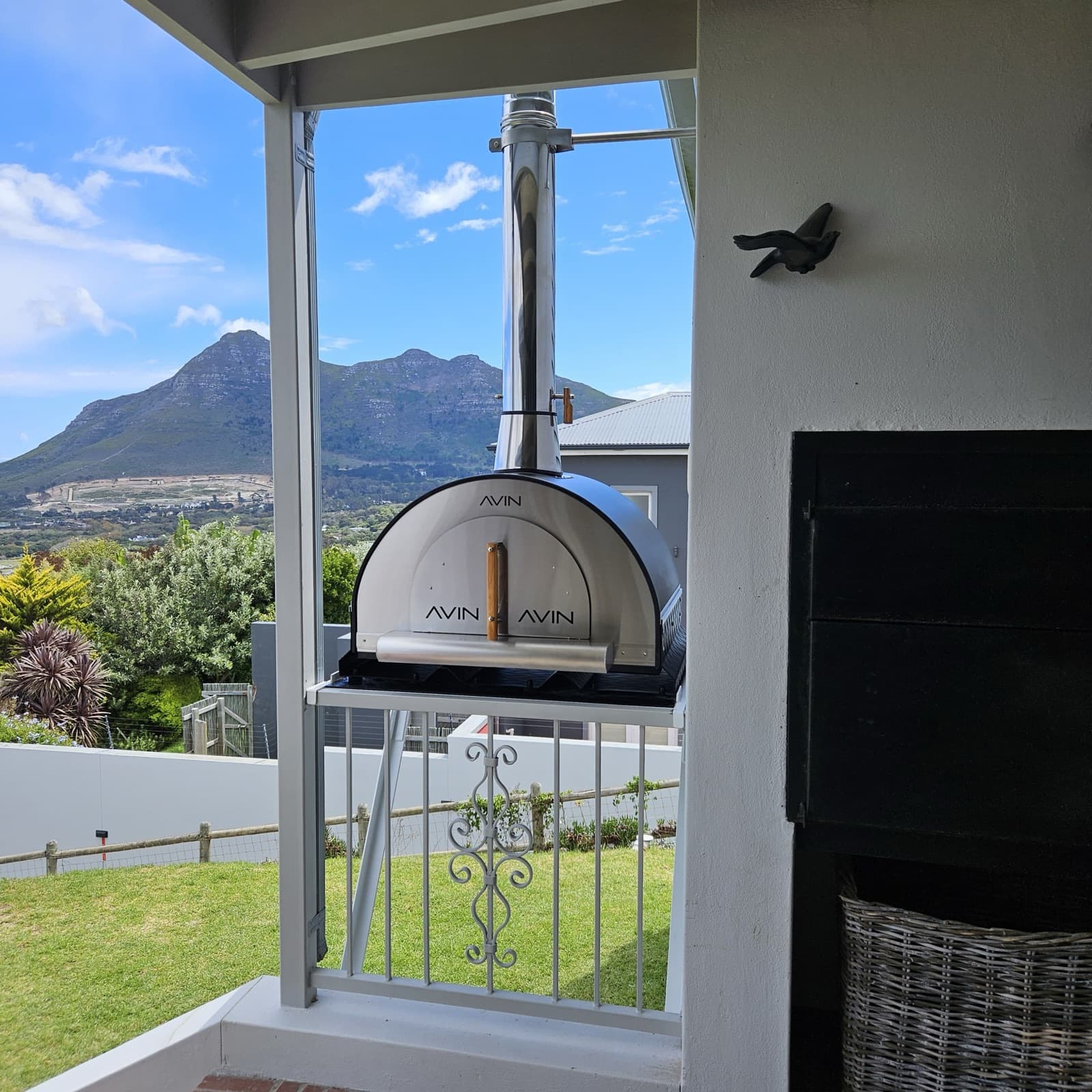 An AVIN on a balcony looking out to the mountains